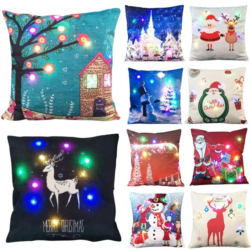 OCHINE Light Up наволочка для подушек Led Merry Christmas Glow Throw Светодиодная лампа Подушка Чехол очень мягкая подушка наволочка