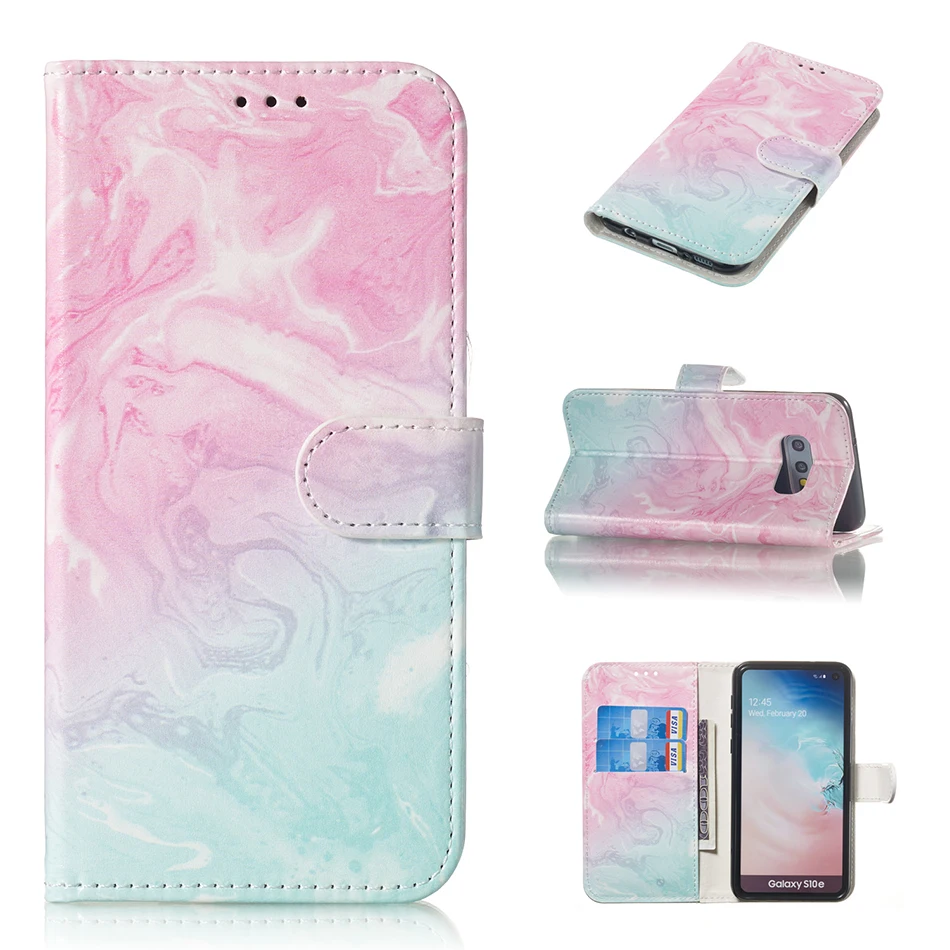 Мрамор кожаный чехол для samsung Galaxy S10e S10 плюс A3 SM-A320F A520 A5 A7 A750F A9 A9s бумажник держатель для карт чехол