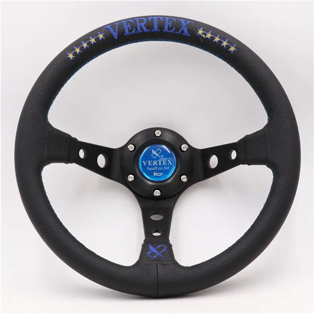 13 дюймов/320 мм Vertex натуральная кожа Вышивка Drift спортивные Рули - Цвет: Синий