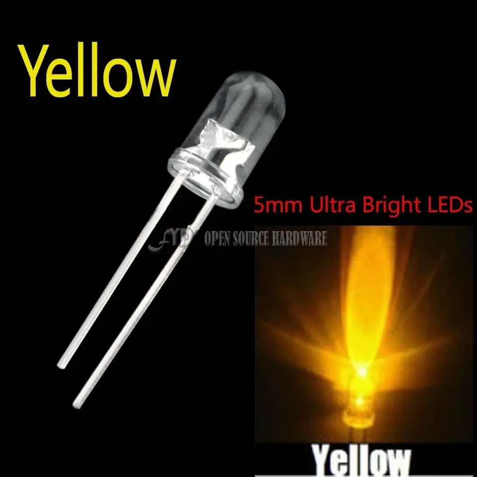 100 шт. новый 5 мм круглый супер яркий желтый светильник диод|led light diode|light diode5mm round |