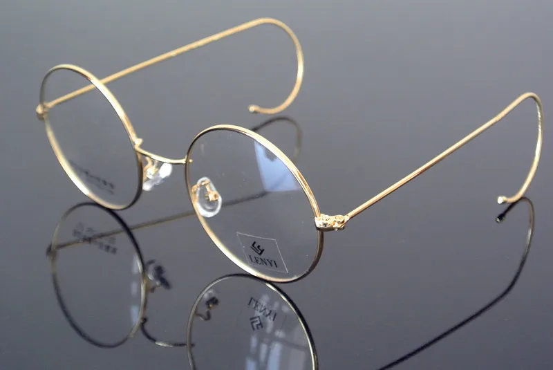 Gold Oversize 50 мм Винтаж круглый антикварное украшение с проволокой обода металлические оправы для очков полный обод Для мужчин Для женщин ретро очки близорукость Rx в состоянии - Цвет оправы: Gold
