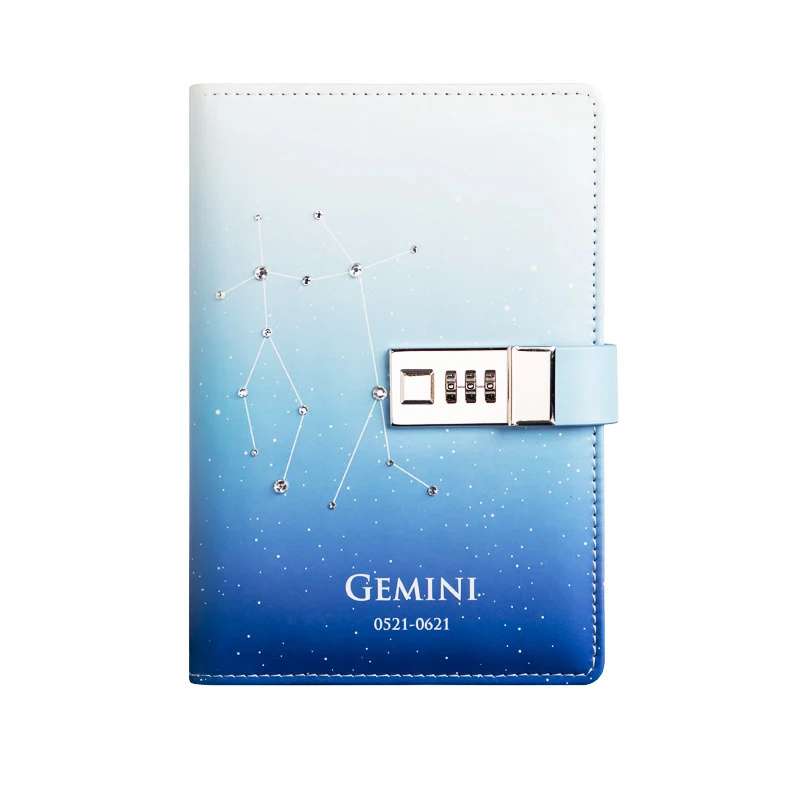 B-Gemini Kawaii B6 блокнот набор ПУ креативный милый Созвездие планировщик разделители кодовый замок записные книжки личный журнал дневник - Цвет: B-Gemini