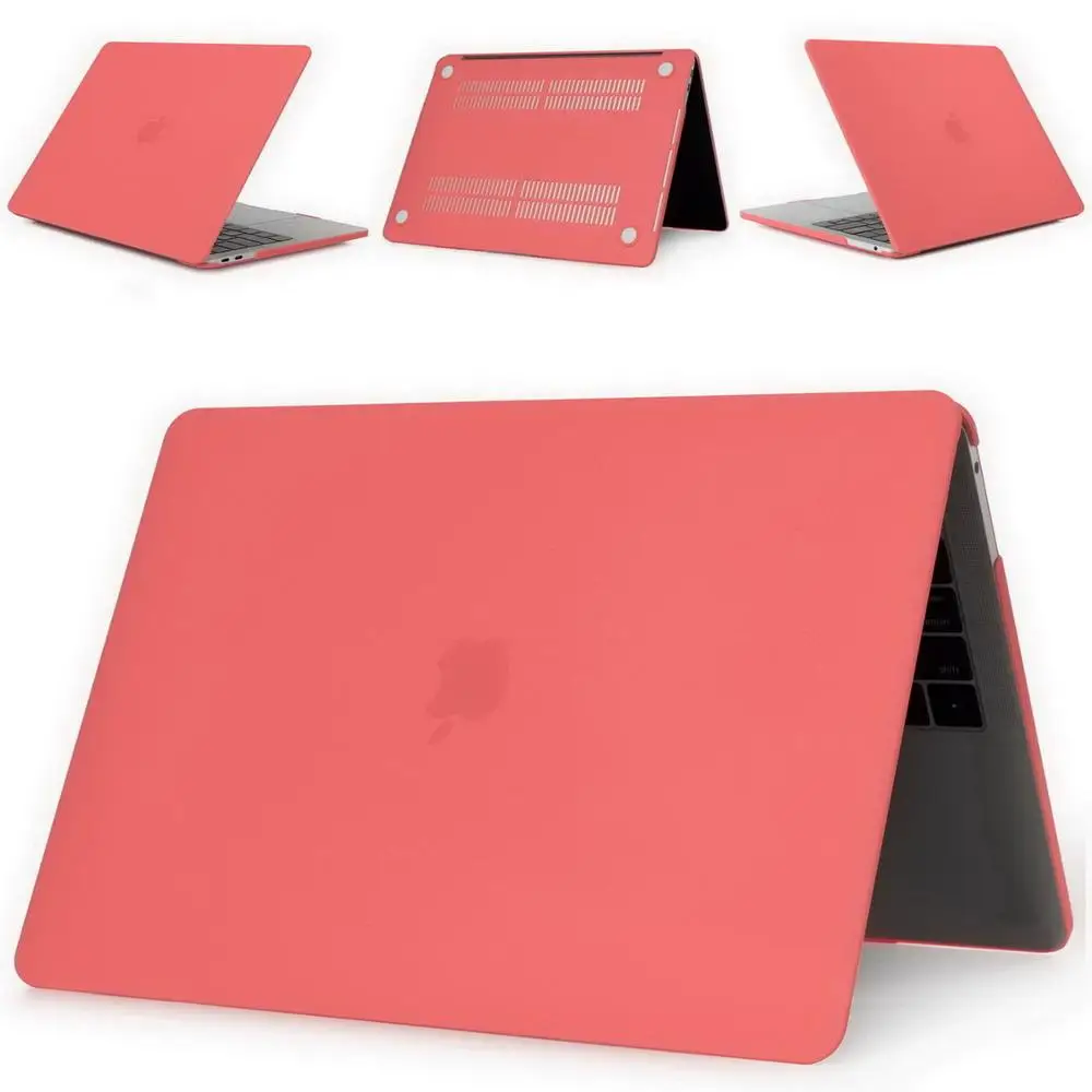 Чехол для ноутбука MacBook Air Pro retina 11 12 13 15 для Mac Pro 13,3 15,4 дюймов с сенсорной панелью ID A2159+ чехол для клавиатуры - Цвет: Matte Coral orange
