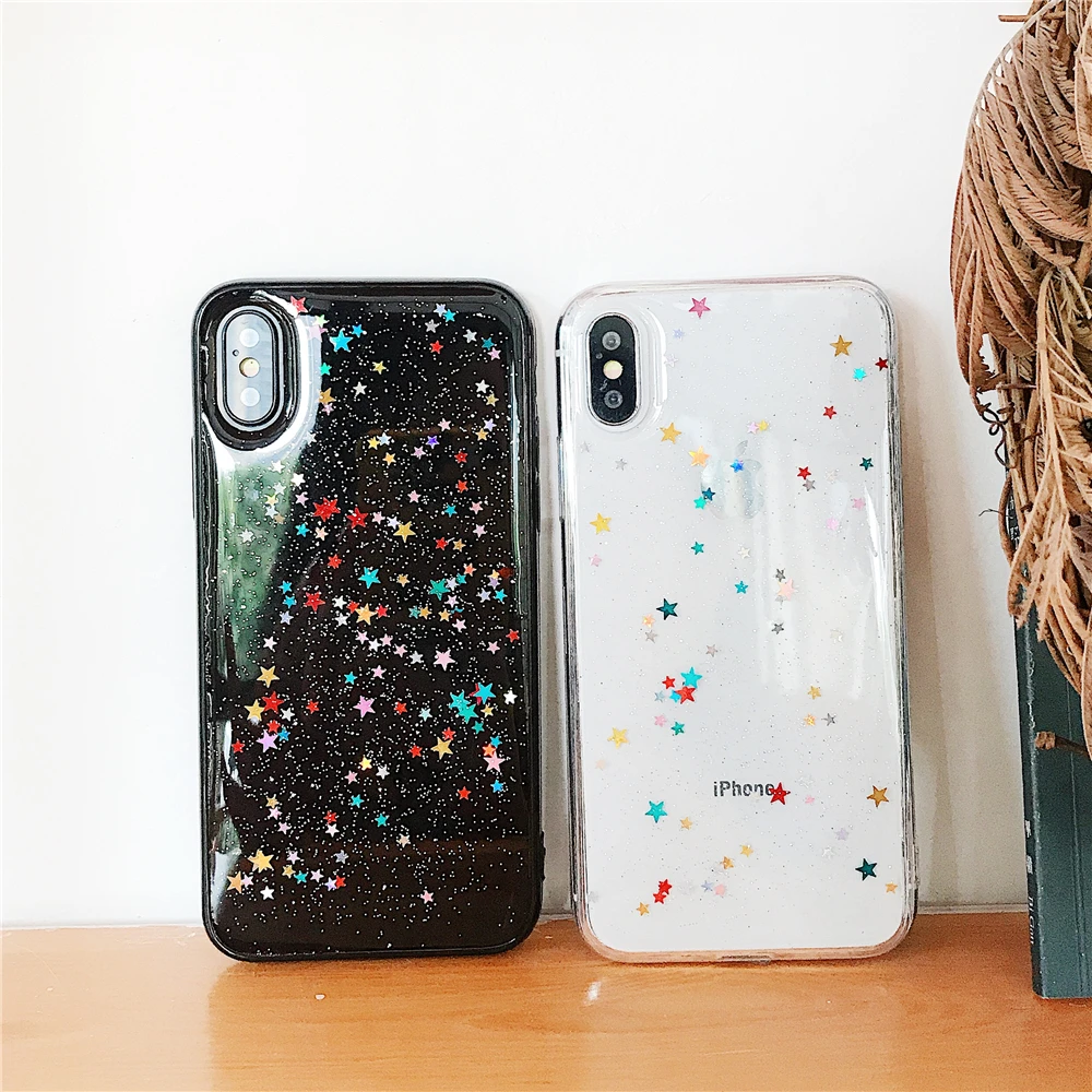 Luxury Glitter Bling Soft Case For iPhone X XR XS MAX Star Clear Cover Shining Sequin Phone Cases iphone 6 6S 7 8 Plus Coque |