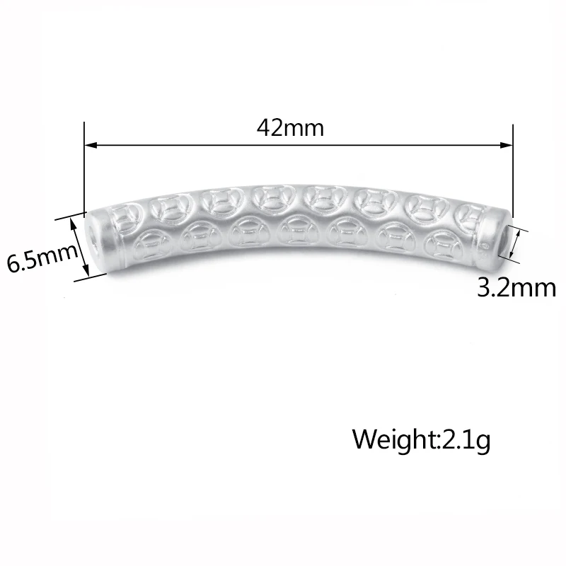 Authentic S925 Sterling Silver Color 6.5*42MM 3D Bend DIY Braided Beaded Stereo Catheter Jewelry Making Accessories