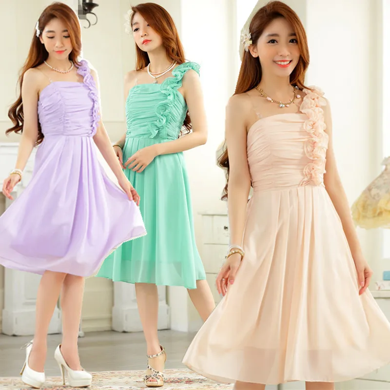 Женское шифоновое платье на одно плечо элегантное плиссированное большого