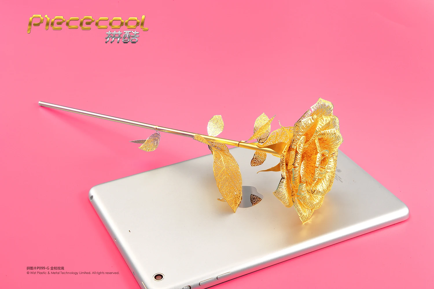 Piececool 3D металлическая головоломка из золотого розового золота и серебра DIY три