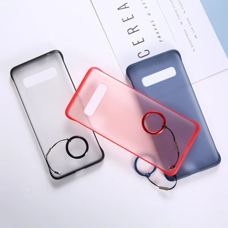 Для Samsung S10 чехол тонкий прозрачный матовый Жесткий ПК безрамный с металлическим