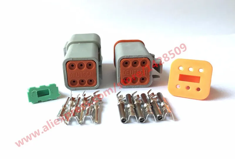 

50 Set 6 Pin Female Male Waterproof Electrical Wire Connector Plug Deutsch Enhanced Seal Shrink Boot Adapter DT06-6S DT04-6P