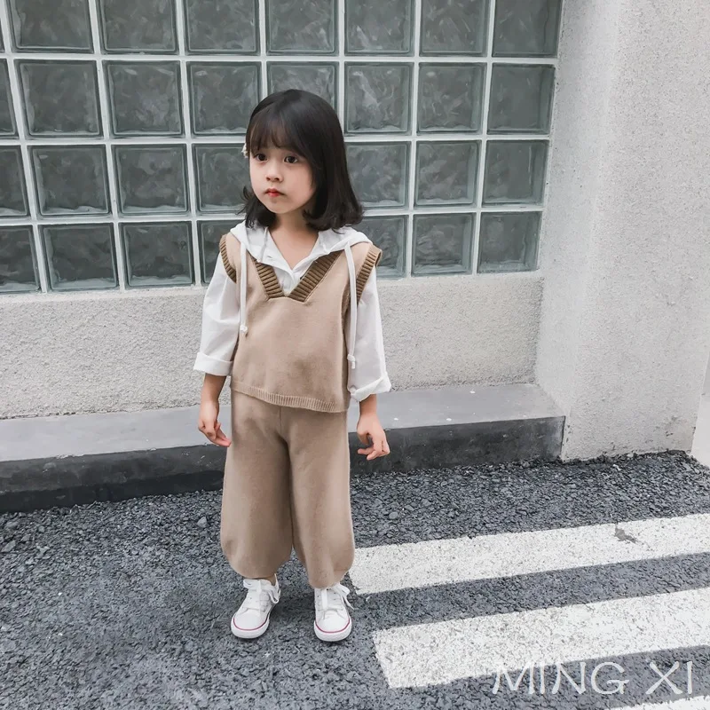 Children's clothes 2018 Girls Set Knit Two-piece Sets Autumn Sweater New | Детская одежда и обувь