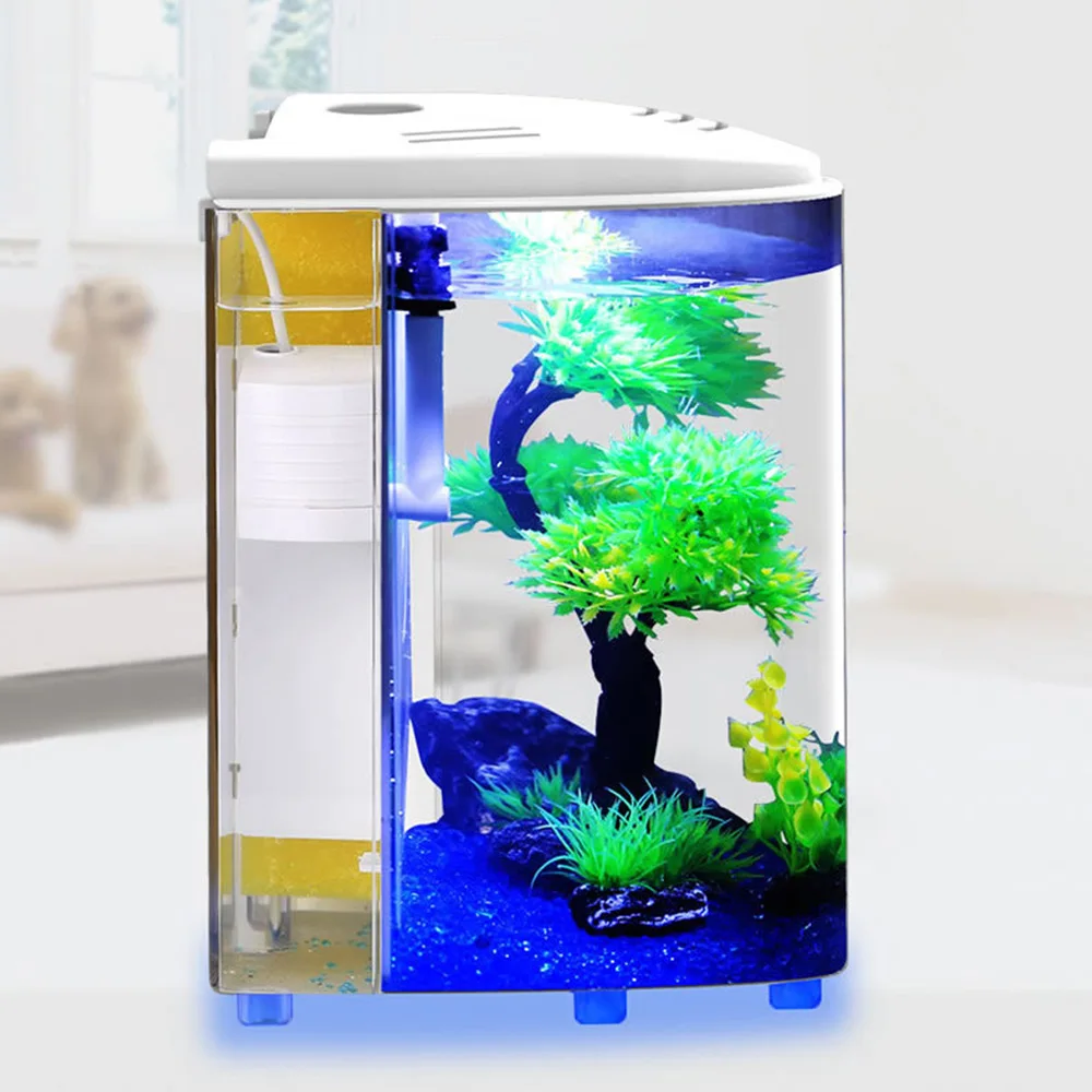 Светодиодный мини-аквариум для рыб 5 л USB полумесяц акриловый большой вместимости