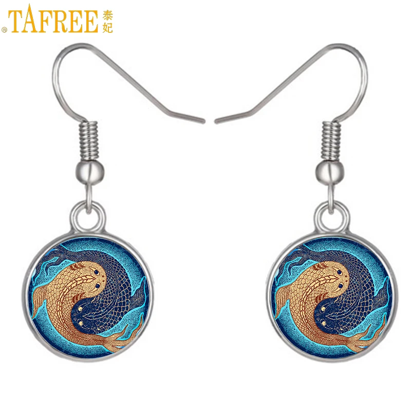 Женские серьги подвески TAFREE 2017 Винтажные Инь Янь Тай мандала цветок жизни