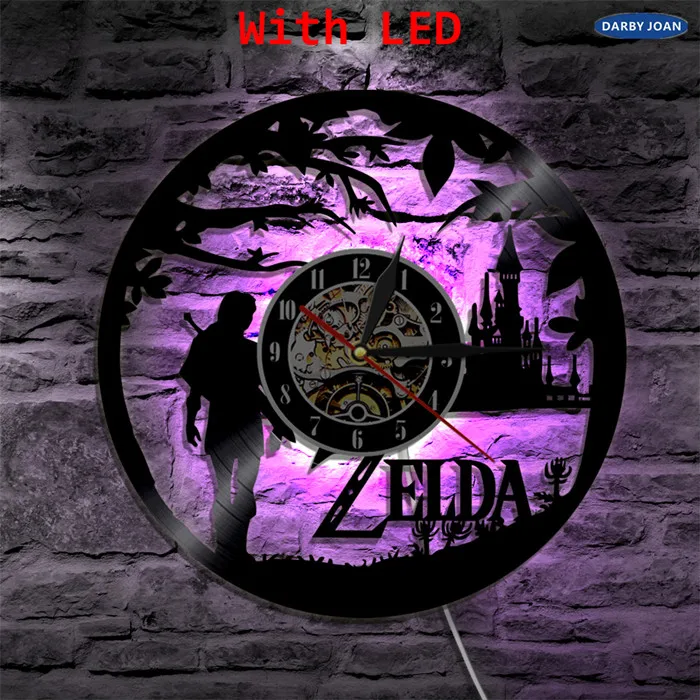 Legend of Zelda ручной работы светодиодный виниловые часы изменение цвета освещения LP настенный светильник дистанционное управление подсветка классный подарок для гостиной - Цвет: With LED