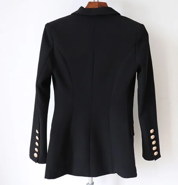 

2019 Spring Autumn New Fashion Women Black Suit Coat Ladies Double Breasted Blazer Suit Jacket Pure Color Slim Outwear