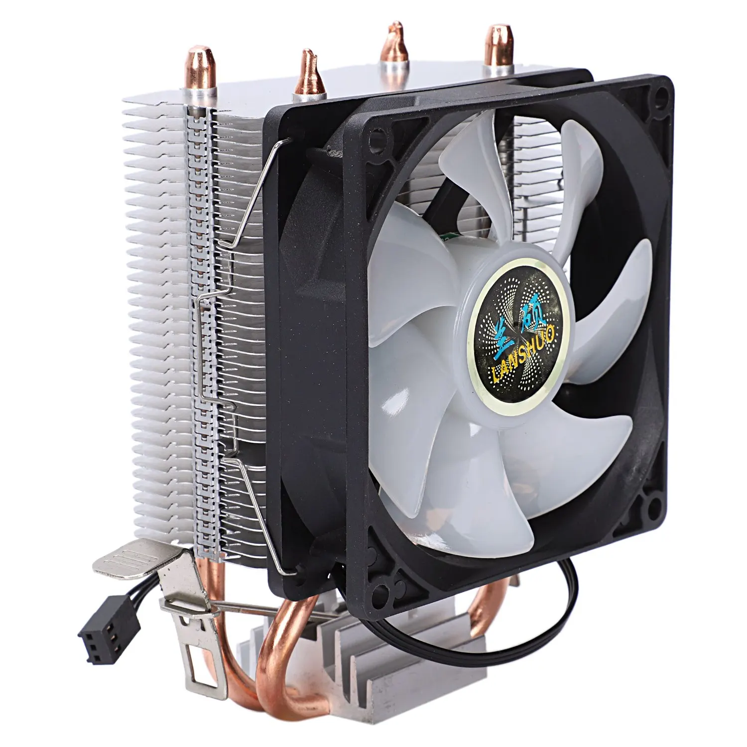 Lanshuo из чистой меди 2 тепловые трубки для 1366 1155 775 Intel/Amd мульти-платформенный процессор радиатор 3 провода с легким одним вентилятором