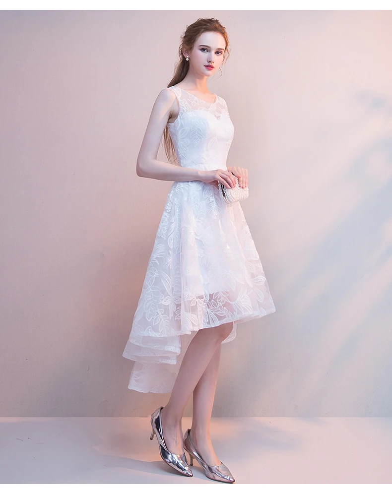 White Simple Evening Gowns Evening Dress Party Elegant Evening Dresses Short Front and Long Rear Short Formal Dress ES2579