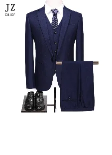 JZ CHIEF 3 шт клетчатый мужской костюм Slim Fit Свадебный костюм жениха куртка повседневный пиджак в деловом стиле брюки жилет элегантный костюм для выпускного вечера мужской