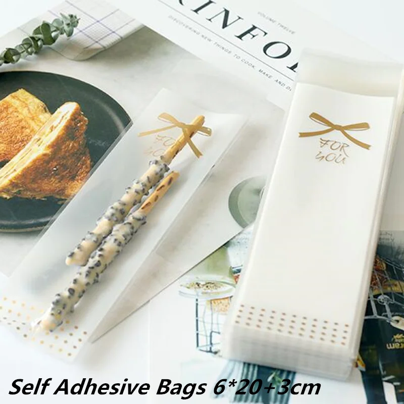 Gold 6x23cm LBSISI Life 100 шт пальцевые печенья мешки для пирожных Love Dot Длинные Пластиковые Подарочные DIY крафт-карты упаковка для капкейков обертка самоклеющаяся сумка - Цвет: Gold 6x23cm