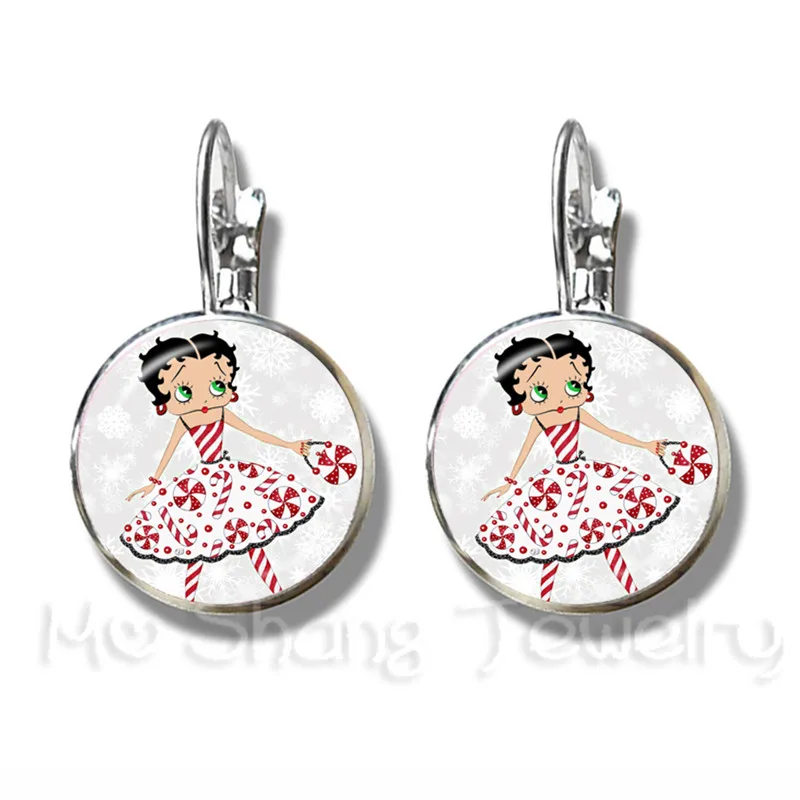 Милых романтичных Betty Boop серии узор 16 мм Круглый Стекло кабошон серебряное