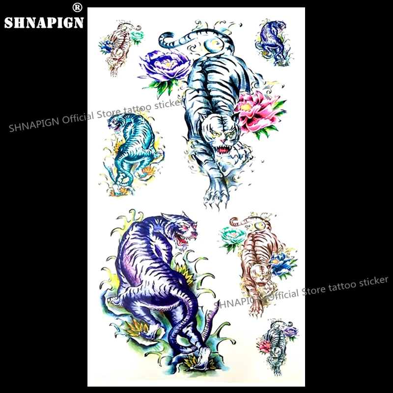 SHNAPIGN сексуальный цвет Тигр временная татуировка боди арт на руку флеш тату