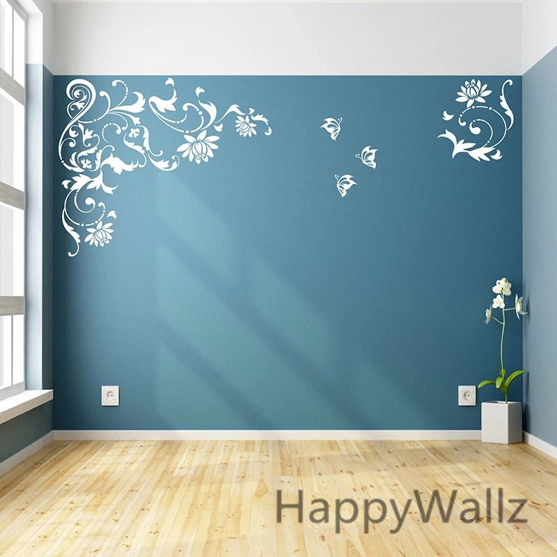 Наклейки на стену с изображением цветов и вина | Дом сад