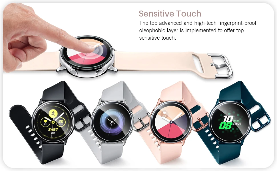 2pcs Ultra-thin Protective Film for Samsung Watch Active 2 40mm 44mm Soft 3D Round Edge Screen Protector Cover Band