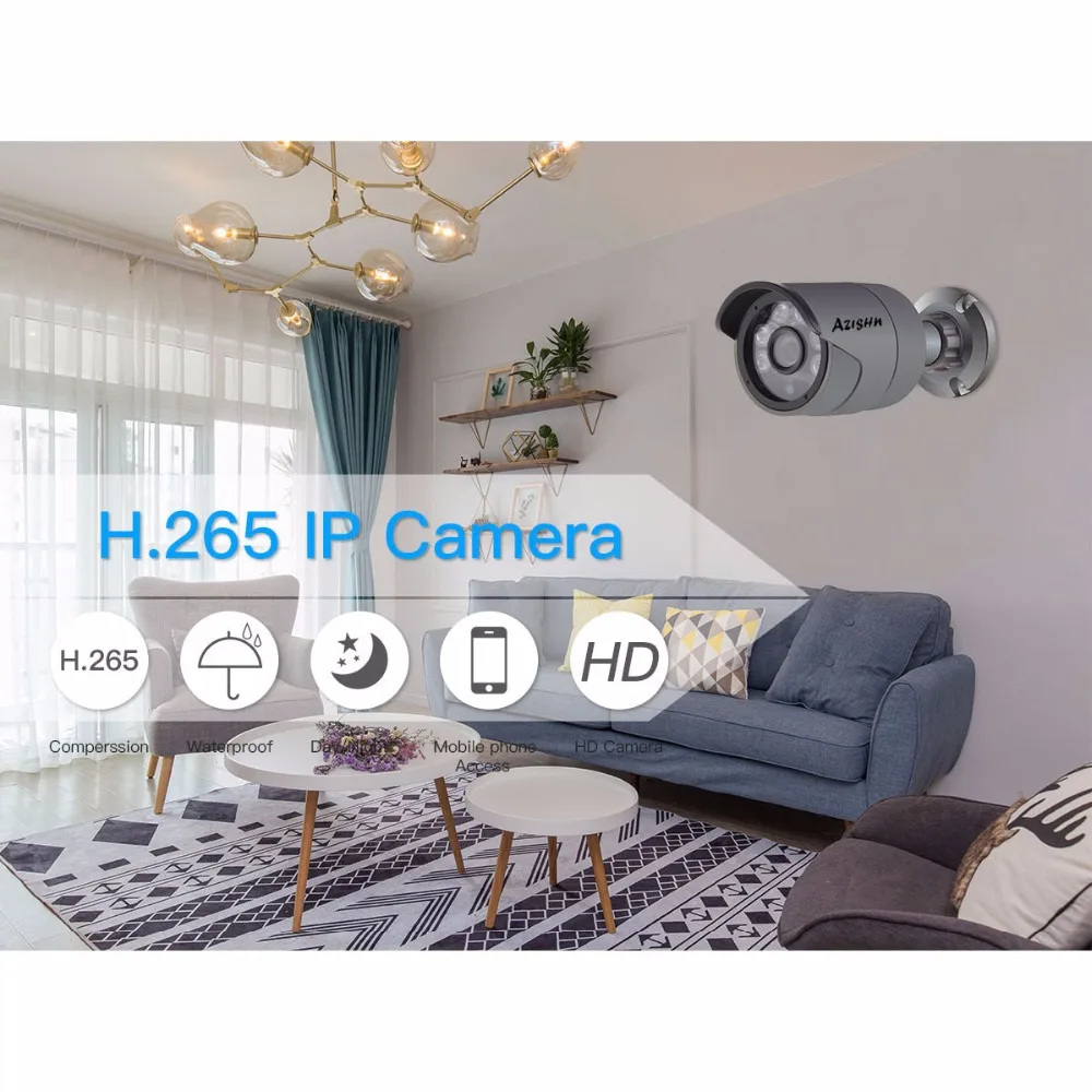 IP-камера видеонаблюдения AZISHN 3 Мп 960P 720P 48 В POE | Безопасность и защита