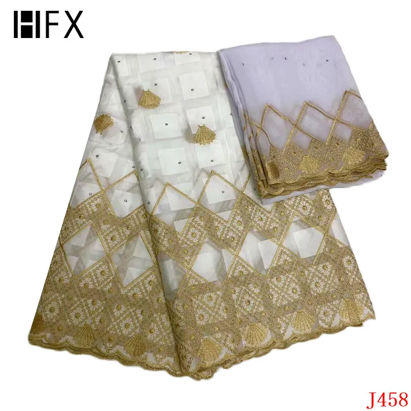 HFX африканская ткань вышивка Стразы хлопковая высокого качества Нигерия 2019