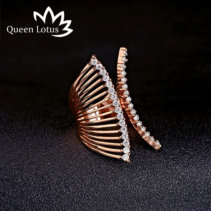 Queen Lotus 2017 новый уникальный дизайн открытые кольца в форме крыла с кубическим