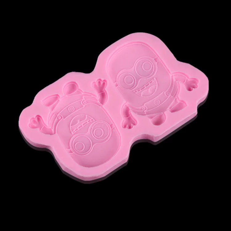 2 отверстия розовый Миньоны Силиконовые Формы Торт украшения помадка шоколадный