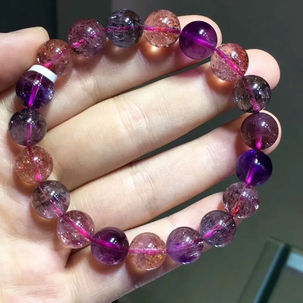 100% натуральный Lepidocrocite кварц 10 5 мм Женский Мужской стрейч супер 7 семь Мелодия