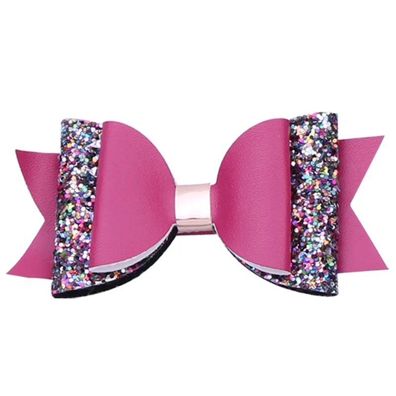 2018 Baby Girl Hair Accessories New Cartoon Children Clip Double Glitter Leather Big Bow Edge | Детская одежда и обувь