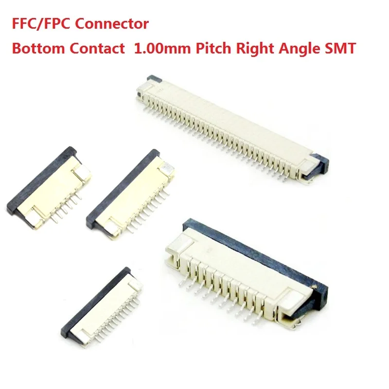 Коннектор FFC/FPC 5 шт. 1 0 мм 4 контакта 6 7 8 10 12 14 16 18 20 22 24 25 26 30 P под прямым углом