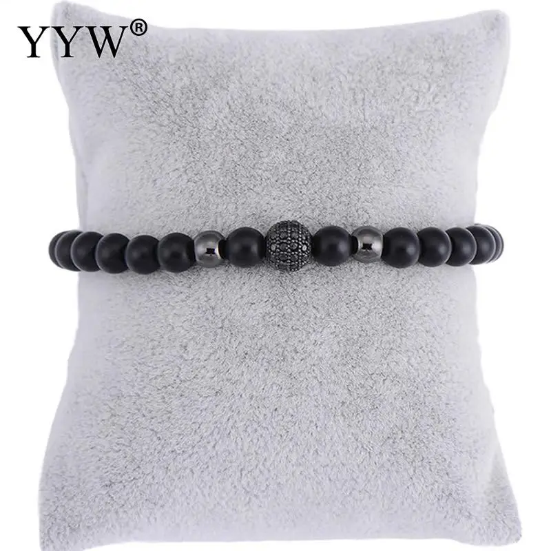

YYW Brand Fashion Black CZ Ball Men Bracelet Natural Stone Matte Beads Charm Bracelets Men Jewelry Yoga pulsera hombres Bracelet