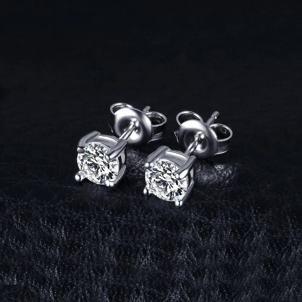 Jewelrypalace круглый 1ct чистый стерлингового серебра 925 пробы Серьги-гвоздики для Для