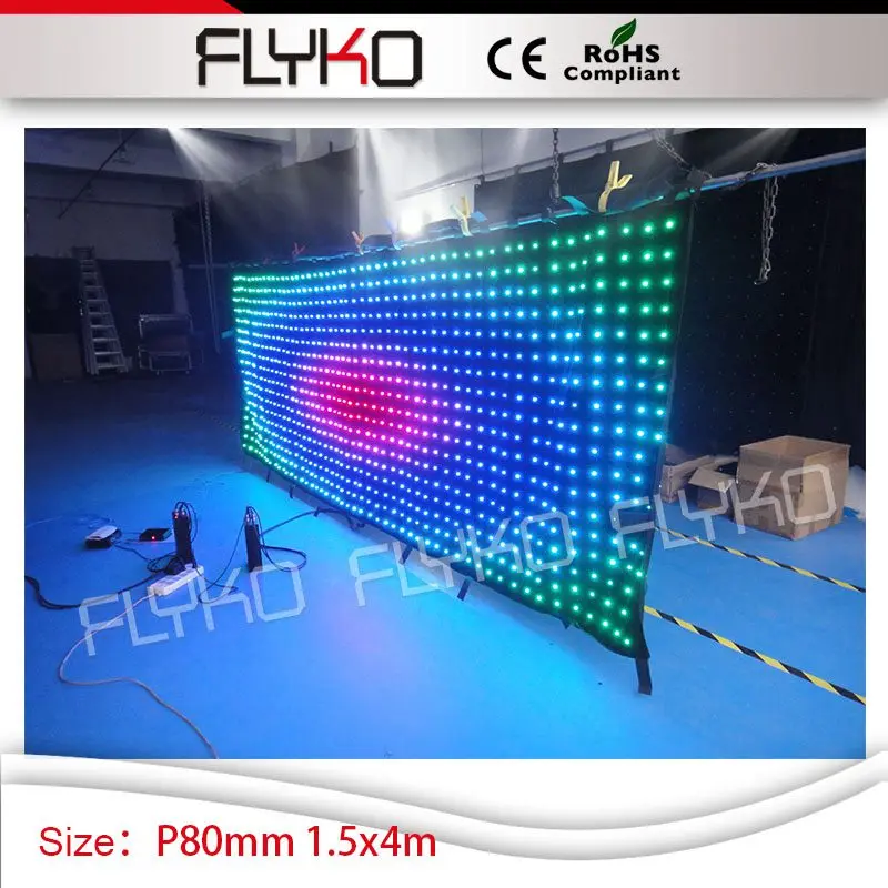 P80mm dj палатка led Прокат видения экран гибкий Крытый видео занавес 1 5 м на 4 м|video