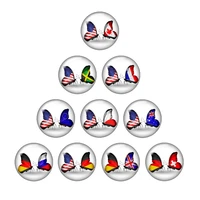 national flag couple butterfly 10pcs mixed 12mm16mm18mm25mm round photo glass cabochon demo flat back making findings zb0264