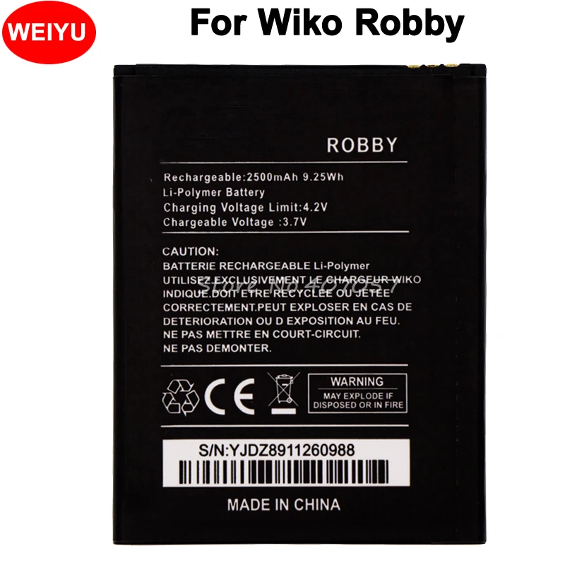 

For Wiko Robby Battery Batterie Bateria Batterij High Quality 2500mAh