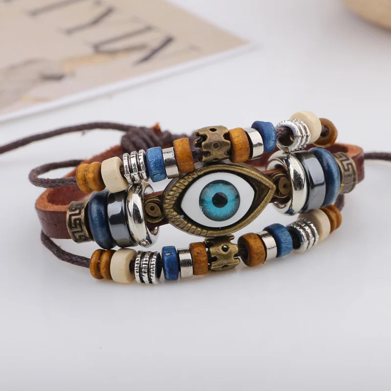 Новый Винтаж Перо Браслеты Многослойные ручной работы Регулируемый широкий