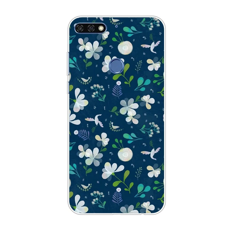 Huawei honor 7c Case Silicon Flower Painted Painting Soft TPU Back Cover for pro Protect Phone cases shell |