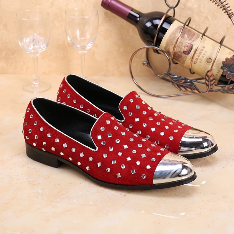 Мужские классические туфли Chaussure Homme красные черные итальянские железные Туфли с