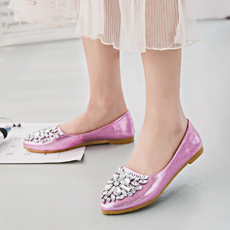 Женская обувь новинка 2019 осенняя модная на плоской подошве для студентов Стразы