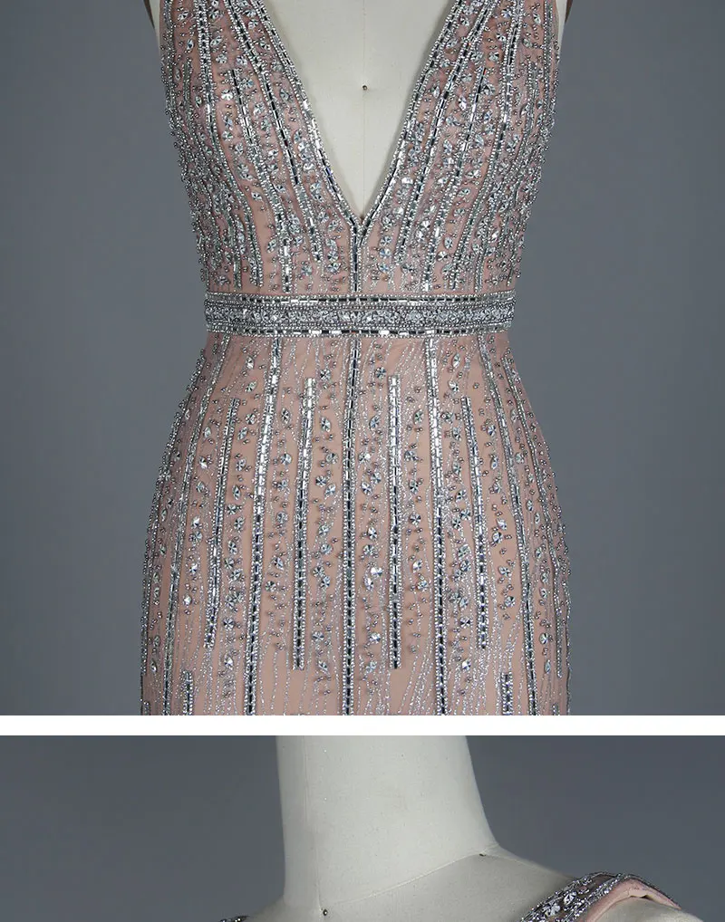 Vestido De Festa2019 новое вечернее платье, милое Розовое Кружевное длинное вечернее платье с v-образным вырезом, вечерние платья невесты, сексуальные платья с открытой спиной и жемчугом для танцев
