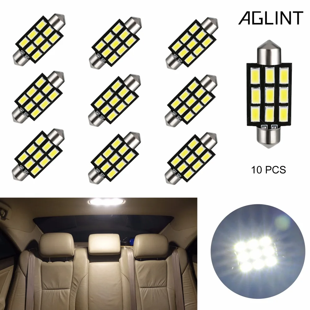 AGLINT 10 шт. автомобильное освещение гирлянда C5W 39 мм светодиодный лампы 5630