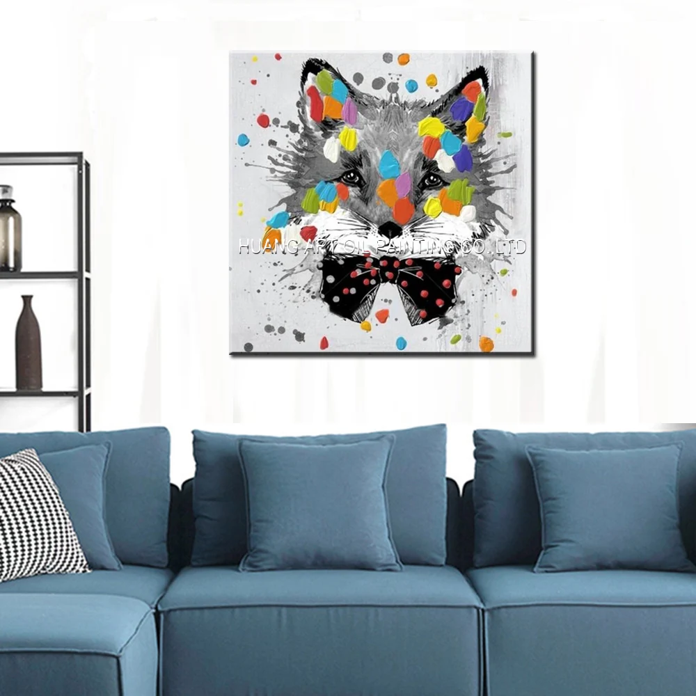 Оптовая продажа ручная роспись маленькая картина маслом енота для комнаты