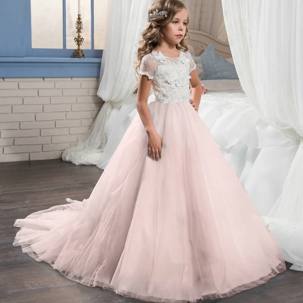 

PPXX Girl Lace Dress Princess Dresses Girls Formal Party Wedding Dress Ball Gown Dancing Costume Kid Clothes Vestido Plus Size