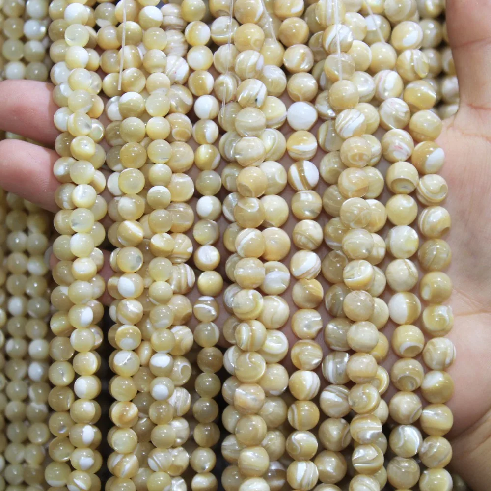 Бусины натуральные круглые бежевые 4/6/8/10 мм 15 дюймов|beads for jewelry making|beads jewelrybeads making |