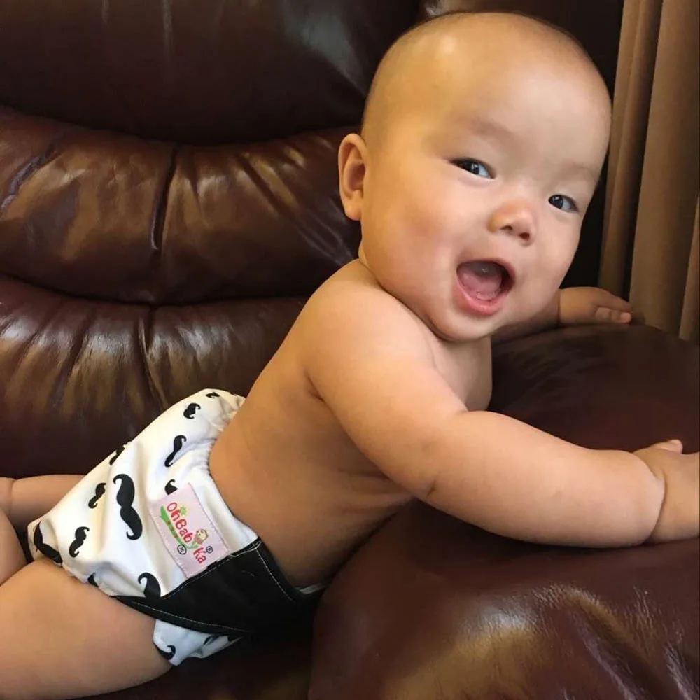 Ohbabyka Многоразовые детские подгузники регулируемые подгузники с двойными гусинами все-в-двух AI2 бамбуковый уголь карман ткань пеленки Обложка