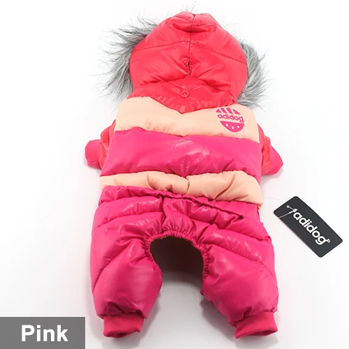 Pink Одежда для собак Собака одежда зимние водонепроницаемые собака куртки теплая толстовка с капюшоном Щенок Чихуахуа Одежда для малого Большой больших собак XS XXL одежда для собак для маленьких собак adidog - Цвет: Pink