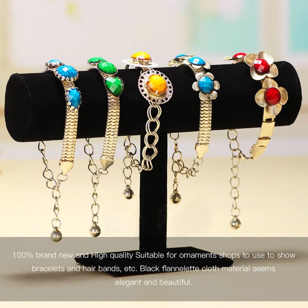 New Velvet T Bar Rack Watch Headband Holder Display Hair Bands Bracelet Bangle Necklace Jewelry Showing Organizer Necklace Stand fashion jewelry display black velvet leather t bar jewelry rack organizer hard stand holder for bracelet chain necklace watch